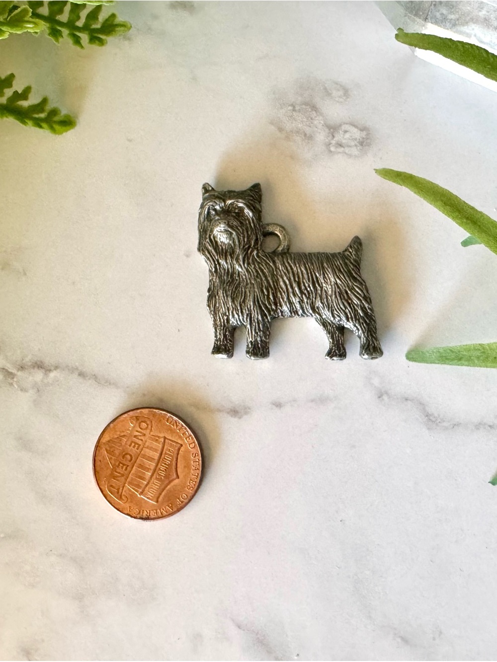 Yorkie Dog Pendant Charm in Silver Tone